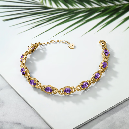 GEM STONE KING bracelet for women 925 silver 8.55 carats set with colored gemstones simple and fashionable amethyst as a birthday gift for girls