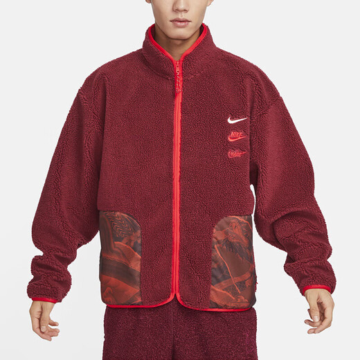 
Nike (NIKE) jacket men's 2025 summer new sportswear fleece warm comfortable stand collar jacket FZ6194-126 FZ6194-677 red new year model 2XL