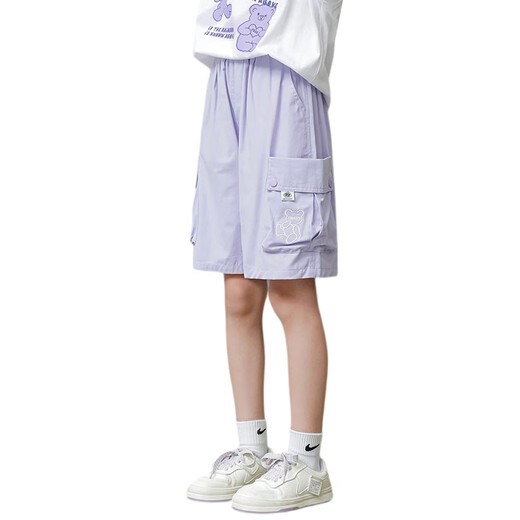 NICKYBABY女童运动短裤夏季2025新款儿童五分裤薄款夏装中裤女大童工装裤子 9852上衣+18442紫色裤子 140 cm