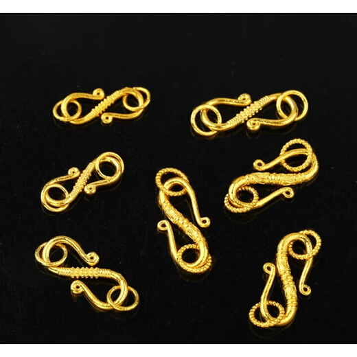 Mengpao 18k gold handmade ancient gold S-shaped button buckle head DIY jewelry bracelet necklace braided rope connection buckle material accessories small / single