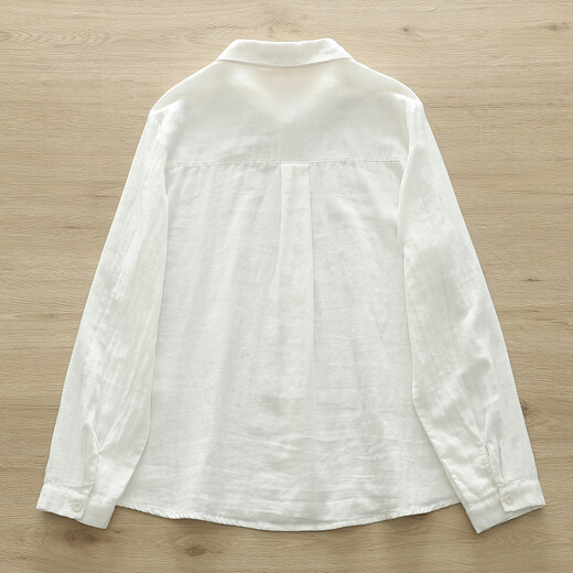 Nuanqiao cotton double-layer cotton gauze white shirt women's long-sleeved spring and autumn loose French embroidery small fresh and sweet pure cotton shirt white L (130-150Jin Jin equals 0.5 kg)
