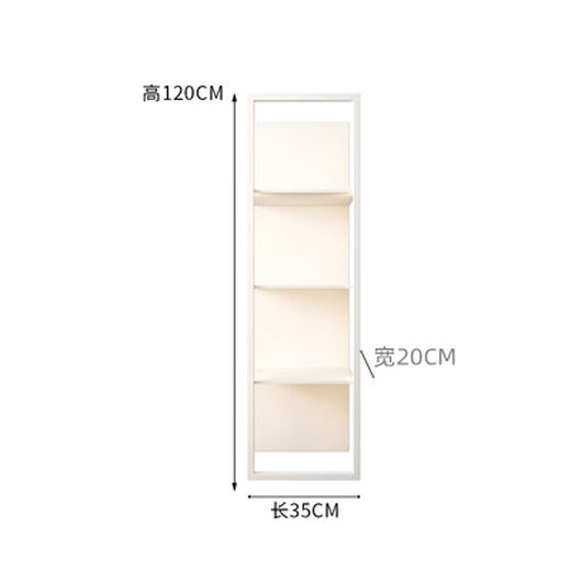Huili made luminous metal storage rack high-quality display rack bookshelf upper wall wrought iron partition background wall hanging decorative rack three-layer white 3520120
