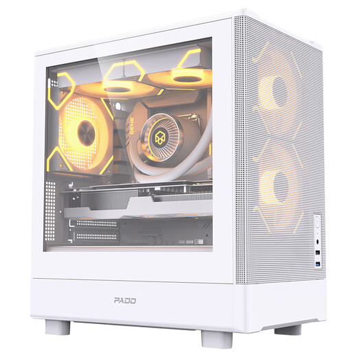 半岛铁盒（PADO）风度4 白色 台式电脑桌面小机箱 玻璃侧透/面板网孔散热/支持M-ATX主板/顶部240水冷