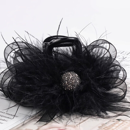 Dongyi's carefully selected New Year's gift feather clip hairpin back head plate hairpin shark clip high-end large hairpin black