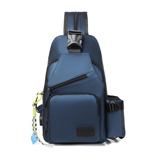 Kangaroo Men's Fashionable, Casual, Versatile and Comfortable New Large Capacity Shoulder Diagonal Water Cup Bag Outdoor Sports Chest Bag Black Single Bag