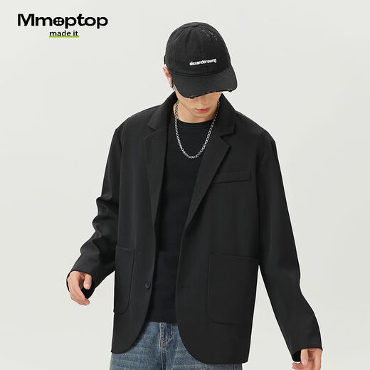 MMOPTOP high-end suit jacket men's autumn and winter solid color loose casual suit for couples 2516 matte black XL