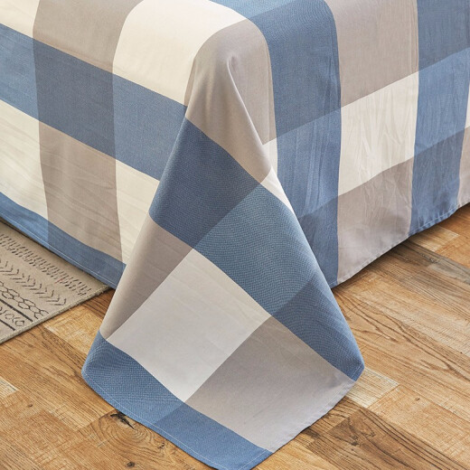 Arctic velvet old coarse cloth sheet single piece washable, comfortable and breathable old coarse cloth mat blue large grid 200*230cm