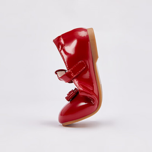 戴维贝拉女童皮鞋红色单鞋秋季儿童公主鞋玛丽珍鞋演出鞋