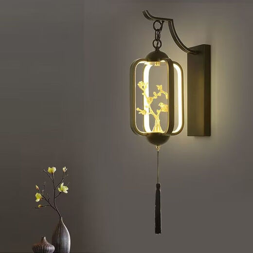
XMSJ new Chinese style wall lamp bedroom bedside lamp living room aisle stairs TV wall modern Chinese style wall lamp B967 pair of deer copper color