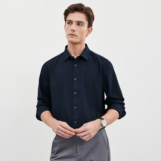 Septwolves long-sleeved shirt men's fall and winter double-sided velvet solid color lapel shirt with elasticity on all sides, comfortable, soft and skin-friendly men's clothing