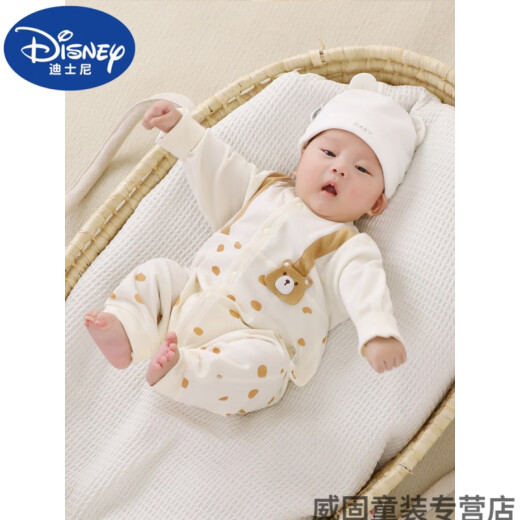 迪士尼（Disney）婴儿连体衣春秋棉质无骨宝宝哈衣长袖爬服幼童包屁衣新生儿衣服 13583【建议室内20-27℃】 80cm 80（建议9-12月17-20斤）