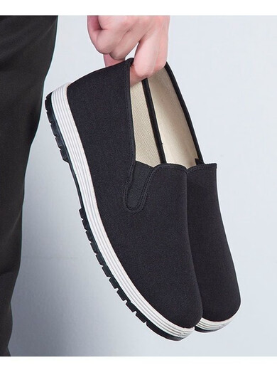 3520 old Beijing cloth shoes men's non-slip Sanjun 3520 genuine soft sole wear-resistant black thousand-layer sole work shoes spring casual black rubber sole small shot one size 40 collection and gift insole