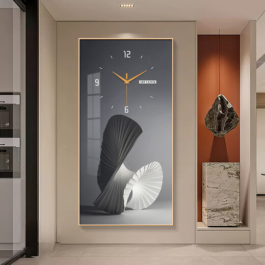 
Lan Diying modern abstract entrance decorative painting clock wall living room corridor corridor painting art clock wall without hole punching SXS3291 40*80cm+ tempered film mirror surface