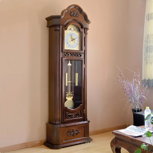 Bieying Floor Clock Wohnzimmer Massivholz Mechanische Uhr Europäische Klassische Zeit Uhr Chinesische Luxusatmosphärische Kupfer vertikaler Uhr 9922 Mahagoni 14 Zoll