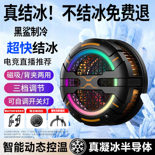 Tianjiliu Overclocking and Freezing丨Ai Temperature Control Cooling Mobile Phone Radiator Semiconductor Refrigeration Live Broadcast Cooling Artifact for King of Glory Suitable for Apple Huawei Black Shark Red Magic Ai Temperature Control and Freezing Model Overclocking Refrigeration | Matte Black E-Sports Special Cooling Black Technology | Frost Freezing Model