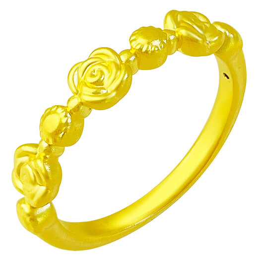 Love gold ring for women 999 pure gold rose solid live adjustable index finger ring as a birthday gift for girlfriend Light version of gold rose ring closed style - about 1g - size 15