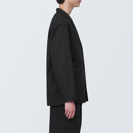 无印良品 MUJI 男式 夹克 长袖 男士外套男款春秋 西装小西服AC1W3A4S 黑色 XL(180/104A)