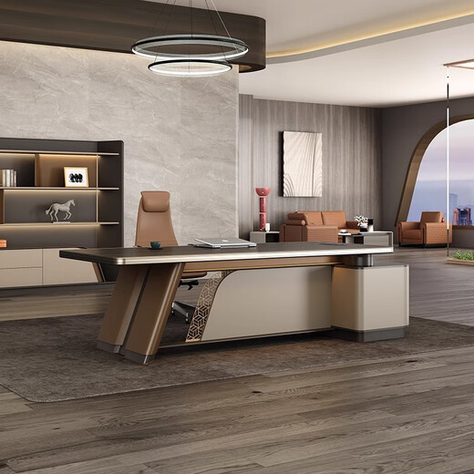 Hanjitangyu light luxury desk boss desk and chair combination high-end simple modern president office chairman executive desk 2.0 meters boss desk