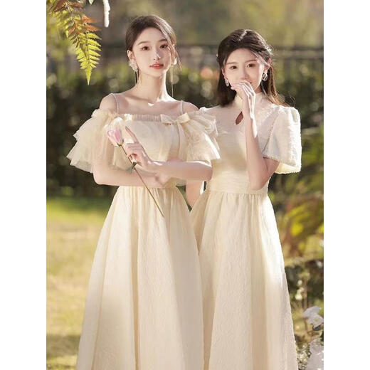 馨瑞缘（XINRUIYUAN）生日礼服女成人礼端庄平时可穿香槟色伴娘服毕业2025新款夏季 香槟色长D款 M 均码