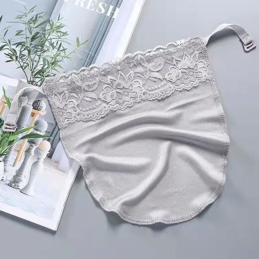 QUEEN TRIP one-piece anti-exposure women's high-end modal tube top exquisite short invisible lace bra gray lace