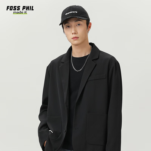 Foss Phil西装外套男女春秋季潮牌宽松商务休闲百搭小西服上衣K8黑色2XL