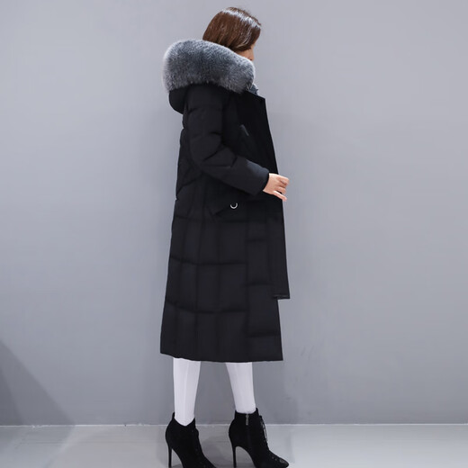 Austrian down jacket women's winter new fashion thickened fox fur mid-length knee-high trendy jacket green XL