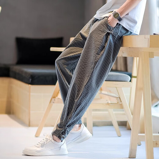 Kurashi Ichiki Ligne de marque Trendy Pantalon décontracté de grande taille pour hommes pantalons recadrés d'été
