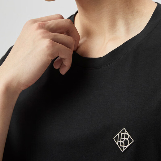 Jinba Men's Clothing (K-Boxing) Jinba Men's Short Sleeve Cotton T-shirt Mulberry Silk Round Neck BTCT1301 Black 180/XL