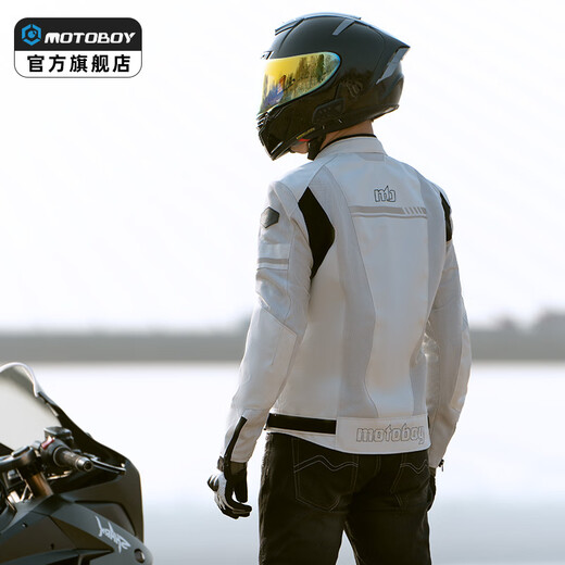 
MOTO-BOY motorcycle riding suit summer suit men's mesh breathable anti-fall jacket casual racing motorcycle rider equipment men SJ-07 AIR off-white (men's style) L