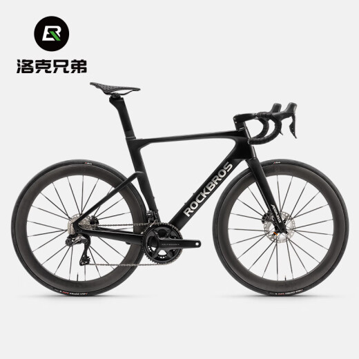 洛克兄弟（ROCKBROS）公路车碳纤维T700自行车气动破风105电变弯把碟刹竞赛车 钻石黑消光 电子变速R7170大套 定制尺寸请联系客服