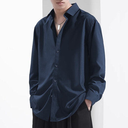 ShanNU short-sleeved shirt men's 2025 summer ice silk black casual shirt draped loose spring new business top trend black [short-sleeved] CY45 XL [recommended 140-155Jin [Jin equals 0.5 kg]]