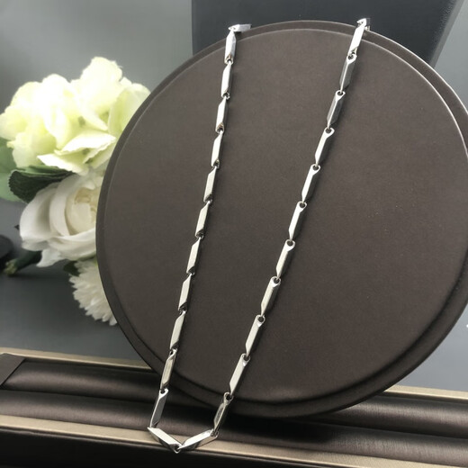 Jingruo pt950 platinum rhombus sweatshirt chain Ou Hao same style domineering Cuban necklace men's riding crop chain as a gift for boyfriend Alloy steel color (not fading)