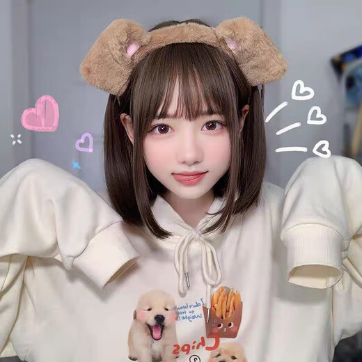 CHUXIANG Dog Ears Headdress Cute Spotted Cartoon Show Dog Ears Headband Handmade Simulated Animal Ears Hair Accessories Yellow Pudding Dog A08-304