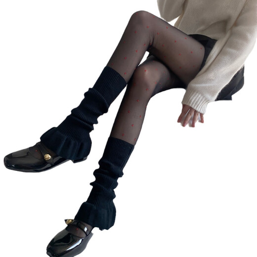 Jiefeitu's new spring and autumn ballet style girl's lace calf socks, versatile pile socks, horn gray leg covers, pink, one size fits all A112