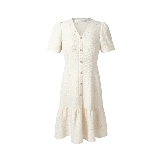 Glorias kleiner duftender Rock, Ouruo Style Lady's V-Ausschnitt-Kleid-Outfit 1E3R4K010 07W Beige s