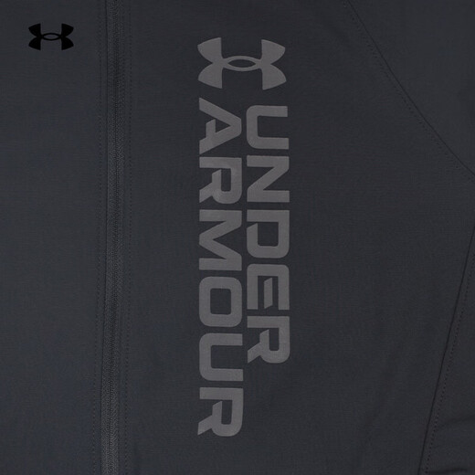 安德玛（Under Armour）男子运动夹克春季弹力梭织面料连帽运动外套1377486 黑色002 L