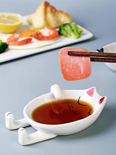 Zhe series pot cover shelf kitchen cartoon ceramic all-in-one spatula storage rack household countertop spatula pad chopstick holder black and yellow striped ear cat (2 pieces)