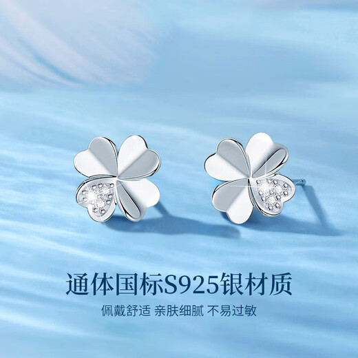 Chinese Gold One Week Silver Earrings Women's Earrings Set Silver Earrings Light Luxury Wedding Anniversary Gift for Wife and Girlfriend Birthday Star and Moon One Week Earrings-Valentine's Day Flower Box-Jingsuda