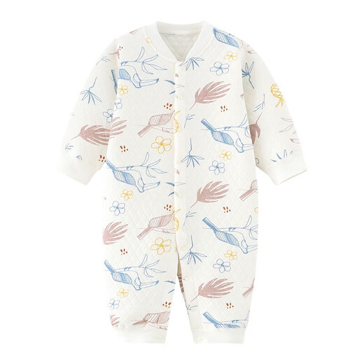 Banjvall baby clothes autumn and winter quilted onesies 0-2 years old boys and girls pure cotton long-sleeved pajamas newborn baby clothes thickened Hi-leather duck clothes 90cm (recommended height 79-90cm for 12-18 months)