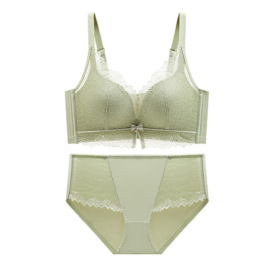 Modal Wireless New Small Breast Push Up French Lace Underwear Women's Secondary Breast Adjustment Bra Set Skin Color 80A (170) Full Cup Medium Thick