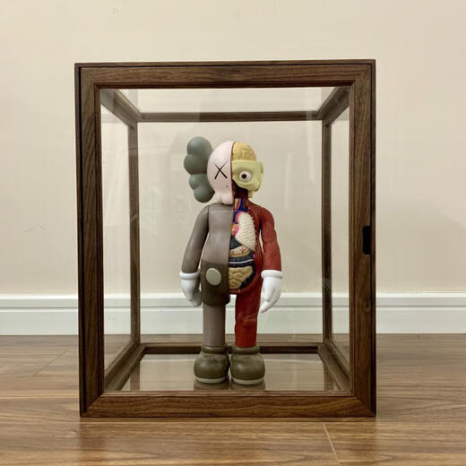 High-end solid wood figure display box Bubble Mart blind box model boots bag wooden transparent storage box North America cherry wood