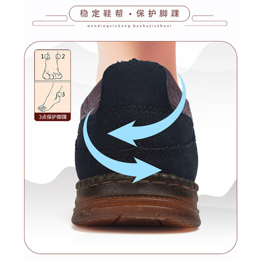 西域骆驼（VANCAMEL）老北京布鞋男款耐磨牛筋底休闲软底爸爸鞋防滑工作鞋一脚蹬帆布鞋 黑色 43