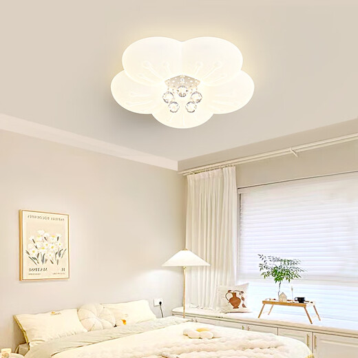 Luz de techo de dormitorio laiqi Luz de crema de cristal nórdico Estilo de dormitorio principal Lámpara de amplio espectro Comportamiento de ojos Lámpara de habitación para niños Guangdong Zhongshan YH695+46cm+45W Control remoto Wuji+Soporte Control de clase Xiaoai Control