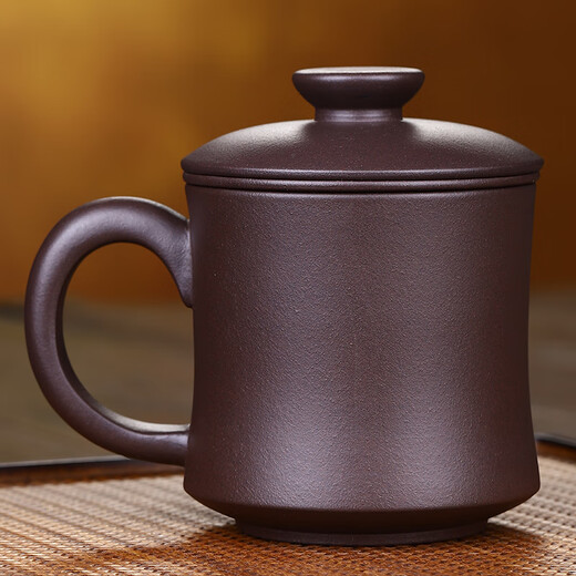 Junlixuan Purple Clay Cup Yixing Original Mineral Purple Clay Handmade Tea Cup with Filter Liner Three-piece Set Ruyi Cup 400ml