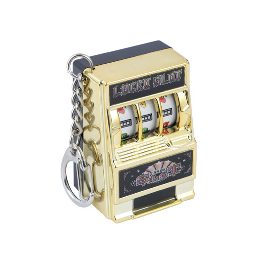 Gongma mini slot machine playable keychain creative palm gadget gifts for son souvenirs lottery machine mini slot machine-gold