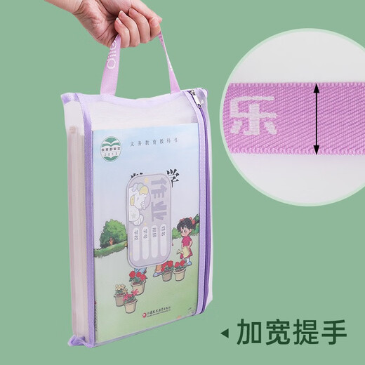 递乐A4文件袋大容量拉链袋学生网纱试卷学科目分类袋收纳作业资料补习袋 三层1484 作业款 双层网纱补习袋 综合款