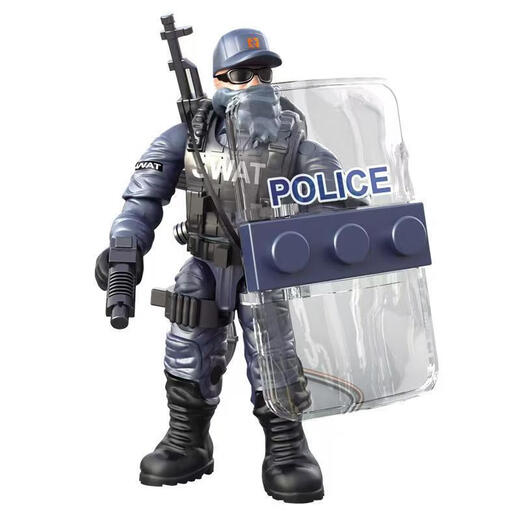 九狮王小兵人玩具人偶拼装关节可动二战模型积木仔军事玩具可摇变形 9902特jing队8人