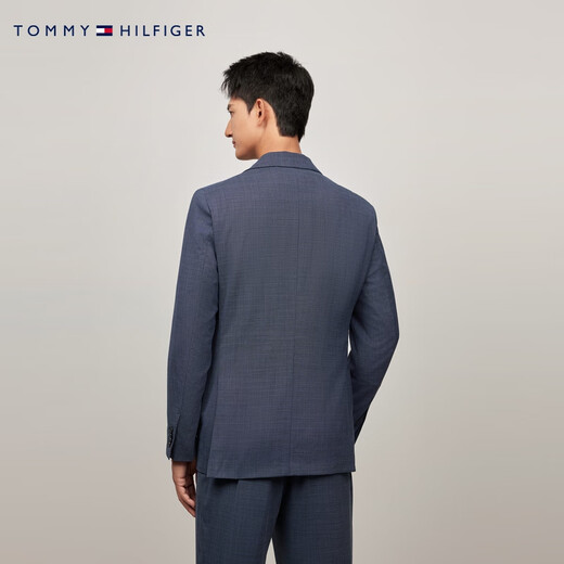 TOMMY HILFIGERLARDINI春秋季男装羊毛混纺商务平驳领手工制修身西装外套男02031 藏青色400 50