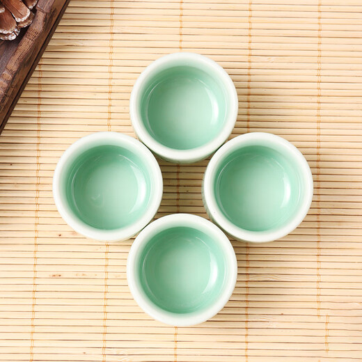 Baijie white wine cup ceramic wine set, Chinese white wine cup, sake cup, plum green, one pot, four cups