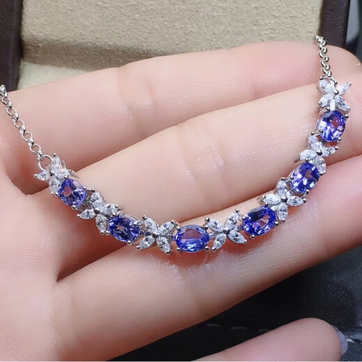 DL 1998 Fat Donglai same style tanzanite bracelet Japanese and Korean silver plated 18K gold inlaid natural l women's model 4a natural | natural tanzanite 4*5 bracelet